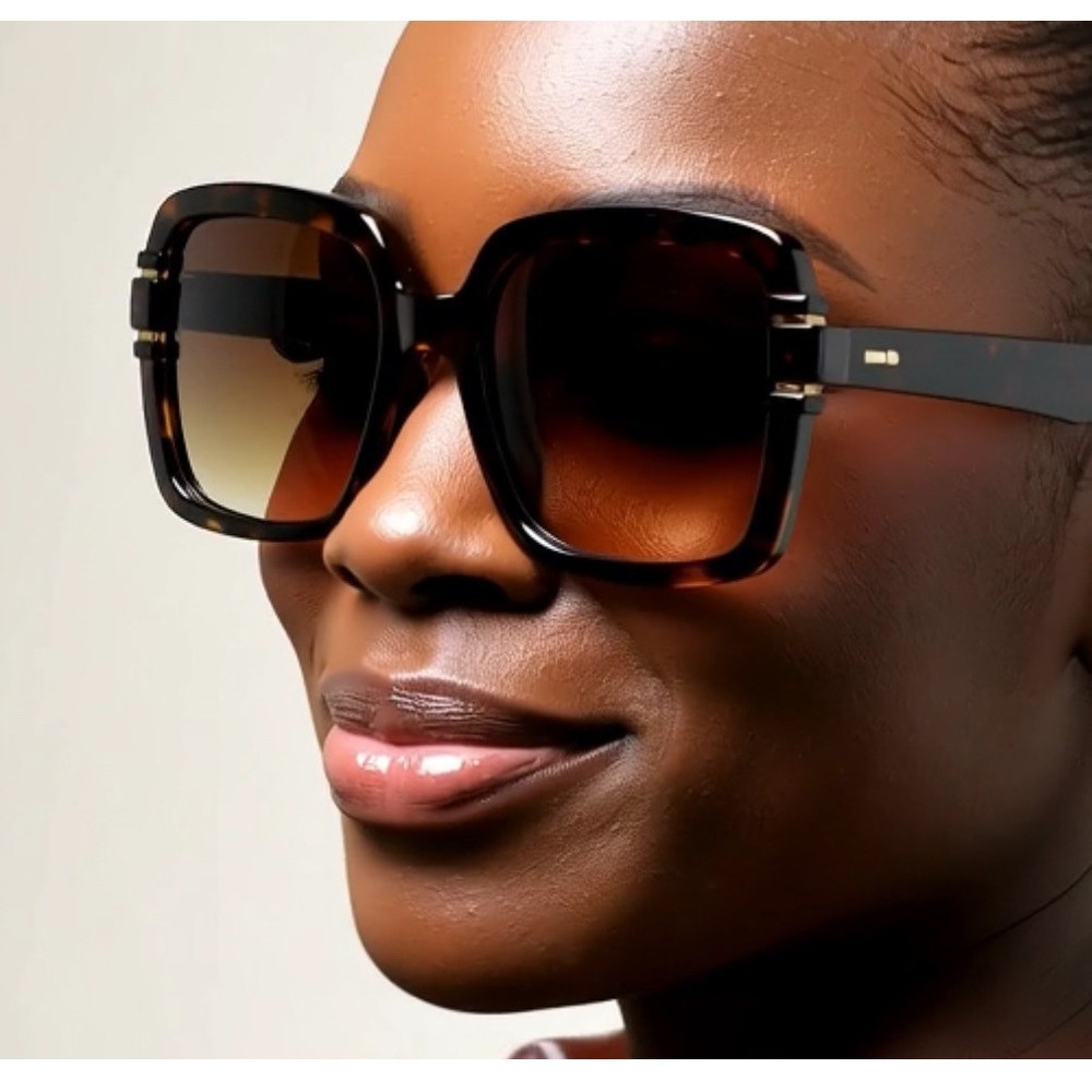 Chic Tortoiseshell Oversized Square Sunglasses Gradient Brown Lenses Women Gafas